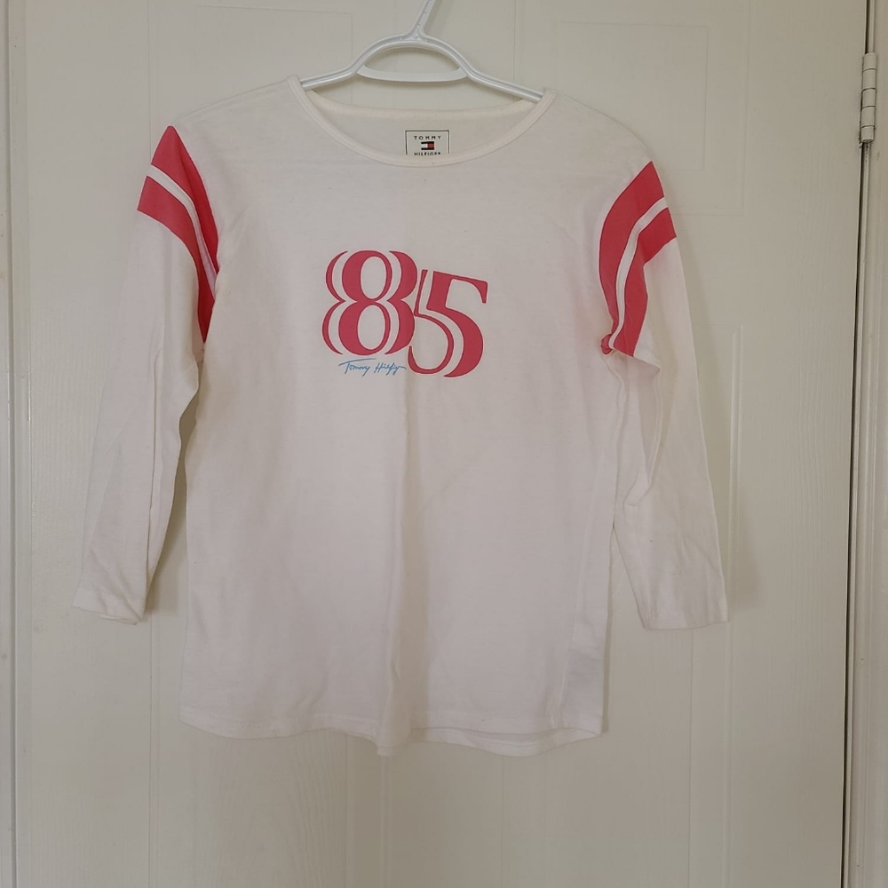 Tommy Hilfiger 3/4 Sleeve T-shirt White/Red Small